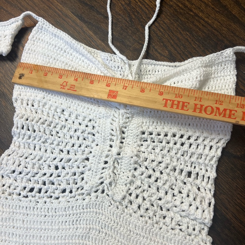Absolutely stunning Hand Crochet romper or bathing suit! White cotton yarn small - Picture 8 of 13
